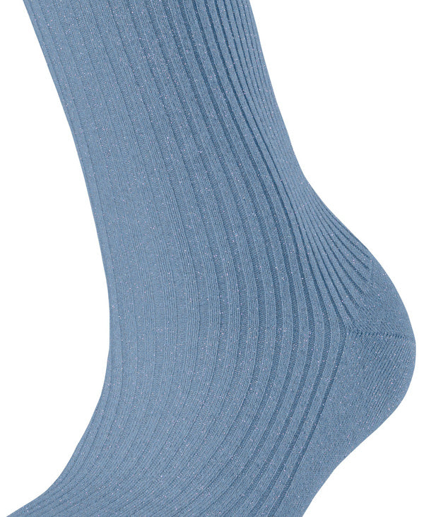 Womens | Shiny Rib Socks | Ice Blue