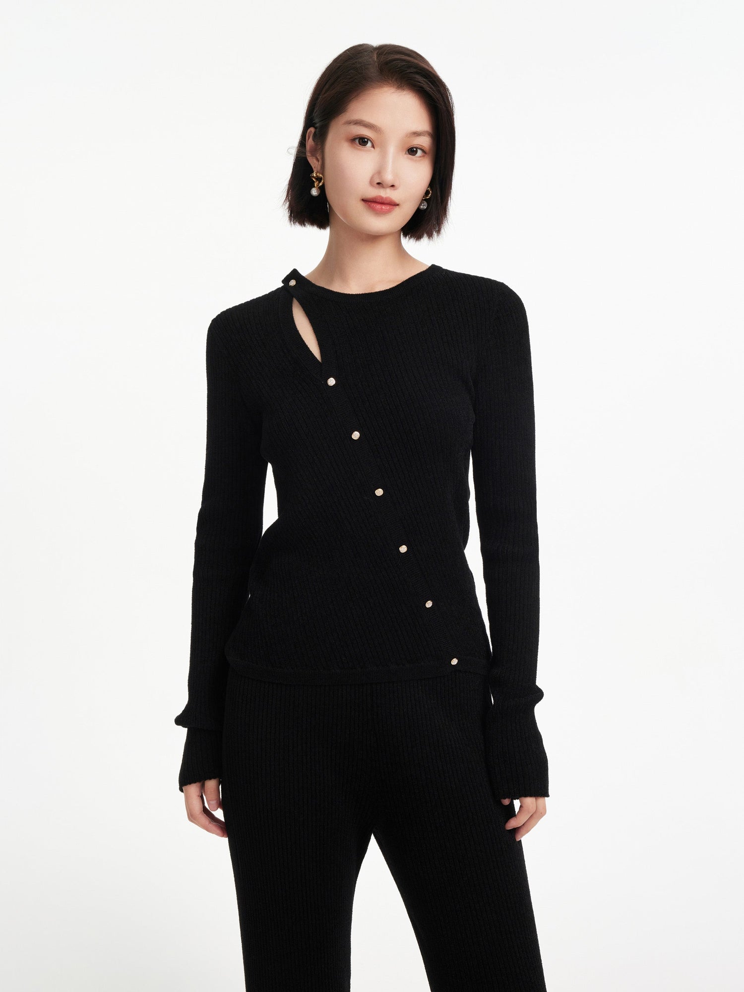 Velvet Knit Top | Black