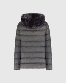 Select Shearling Lamb Chevron Parka With Cashmere & Wool Sleeves And Back | Anthracite/Anthracite