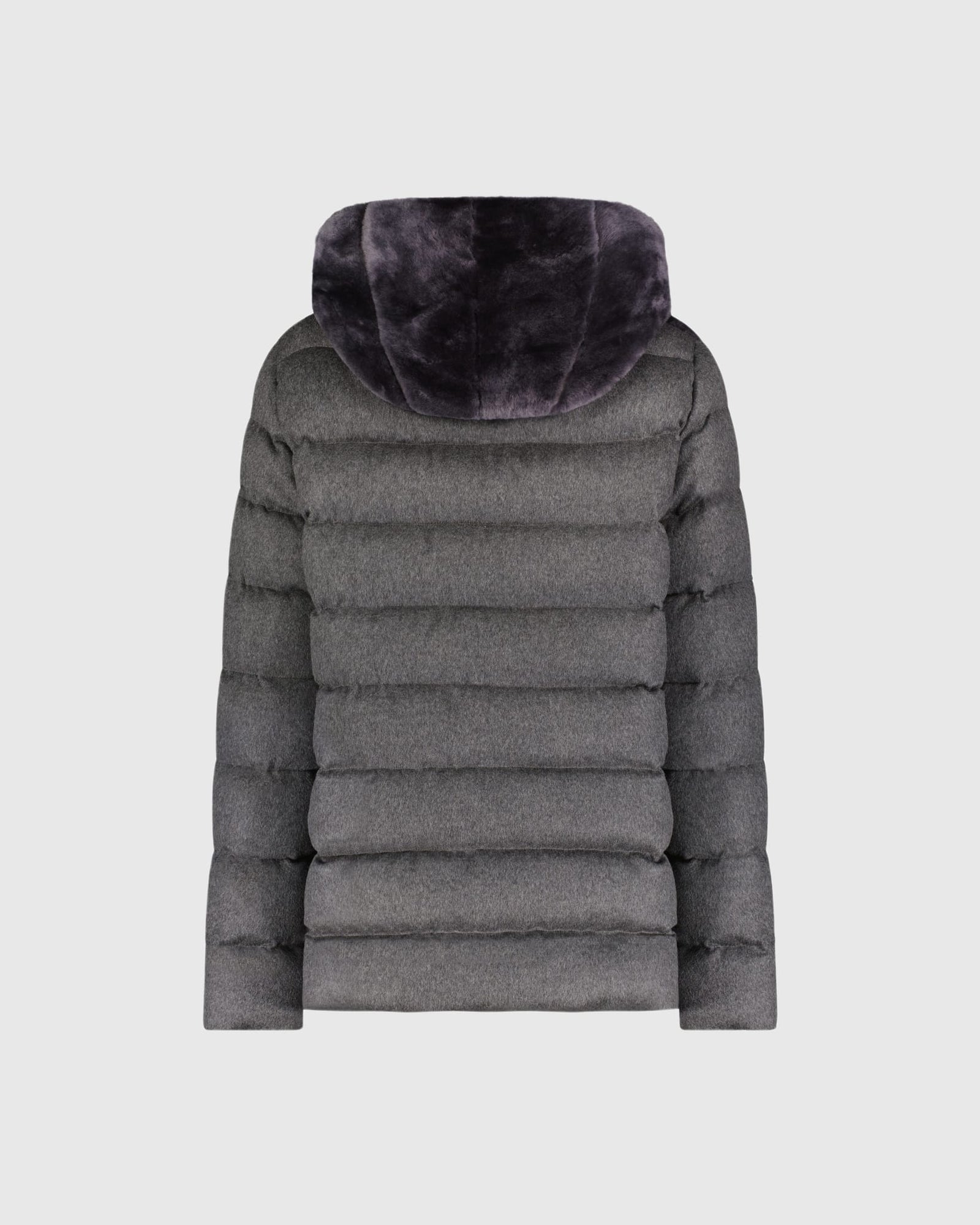 Select Shearling Lamb Chevron Parka With Cashmere & Wool Sleeves And Back | Anthracite/Anthracite