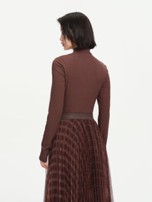 Long-Sleeve Mockneck Top | Brown