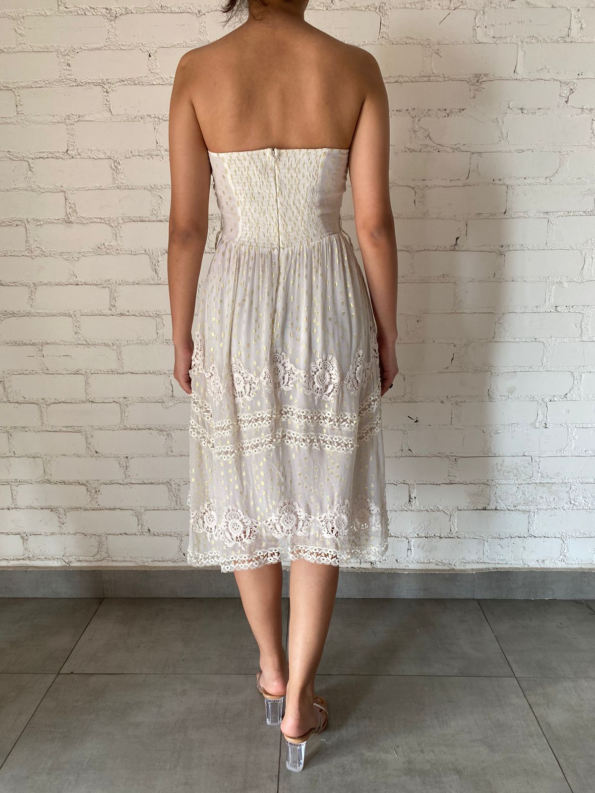 Hemant & Nandita | Sweetheart-Neck Midi Dress | White