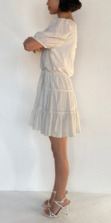 Hemant & Nandita | One-Shoulder Half-Sleeve Short Dress | White