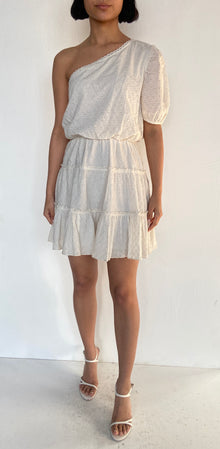 Hemant & Nandita | One-Shoulder Half-Sleeve Short Dress | White