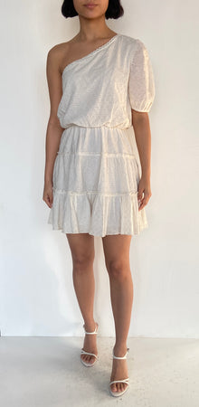 Hemant & Nandita | One-Shoulder Half-Sleeve Short Dress | White