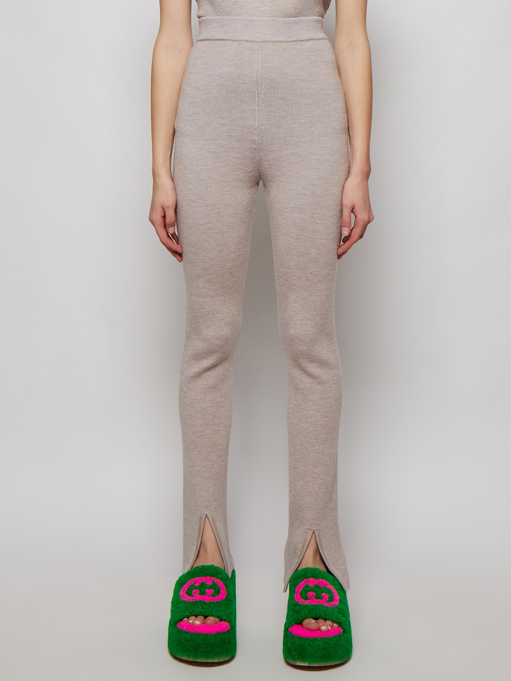 Magda Butrym | Fitted Knit Trousers | Beige