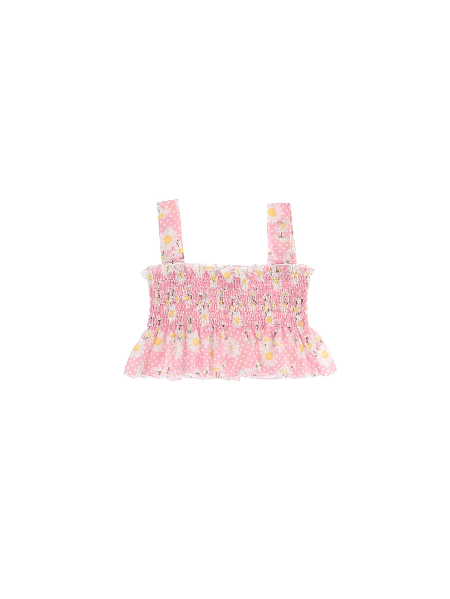 Girls | Daisy And Polka Dot Muslin Top | Antique Pink