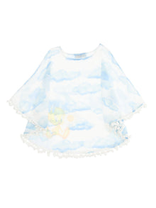 Girls | Tweety Cloud Print Muslin Poncho | Cream/Cloud
