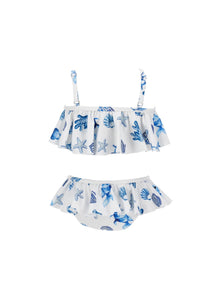 Girls | Marine Two-Piece Stretch Swimsuit | White/Bluette
