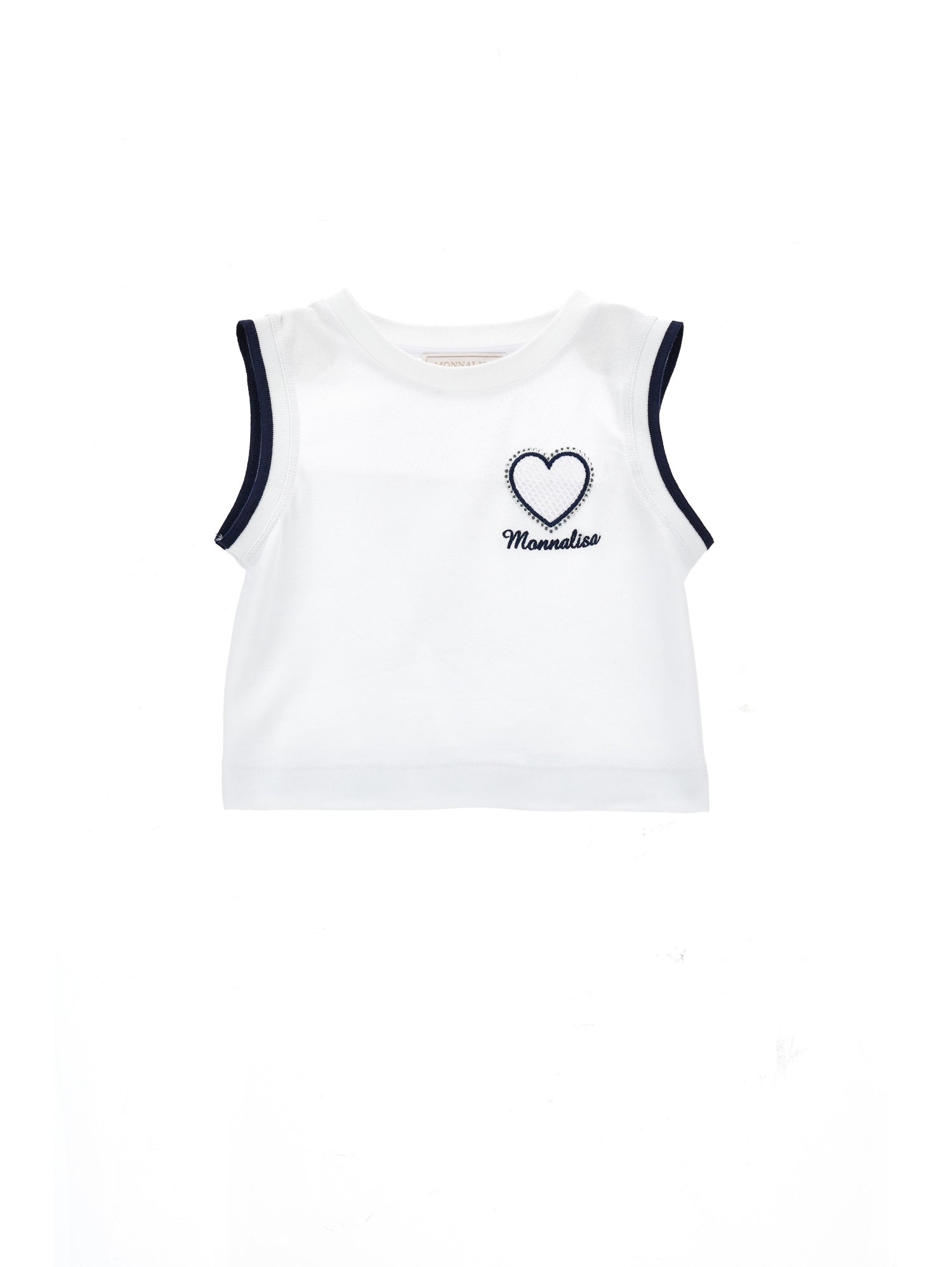 Girls | Piquet Tennis Style Tank Top | White/Blue