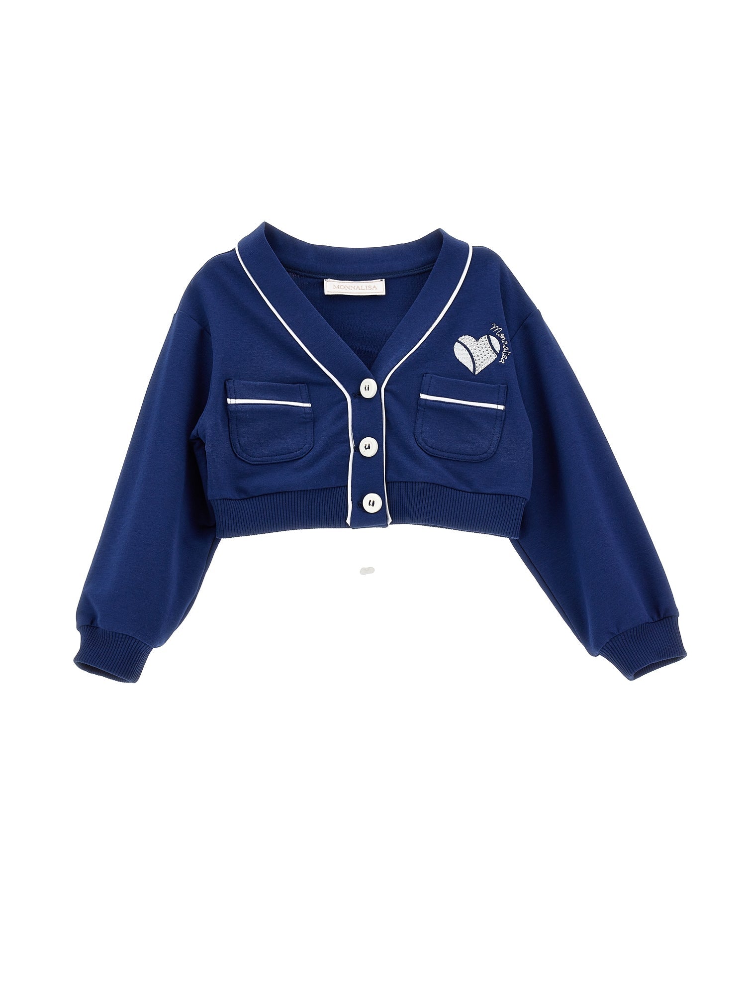 Girls | Open Sweatshirt With Pockets | Blue/White