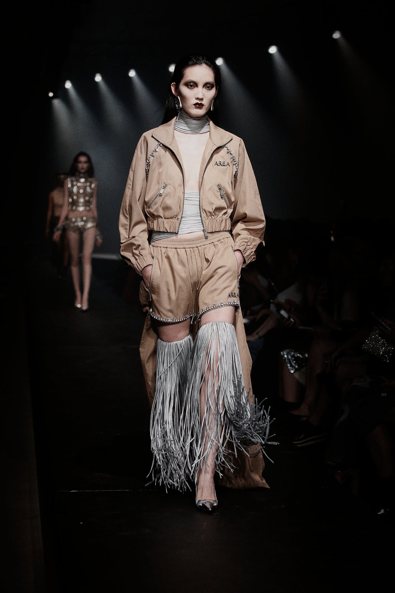 Crystal Slit Track Pant | Camel