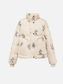 Chinese-Style Hooded Down Jacket | Beige