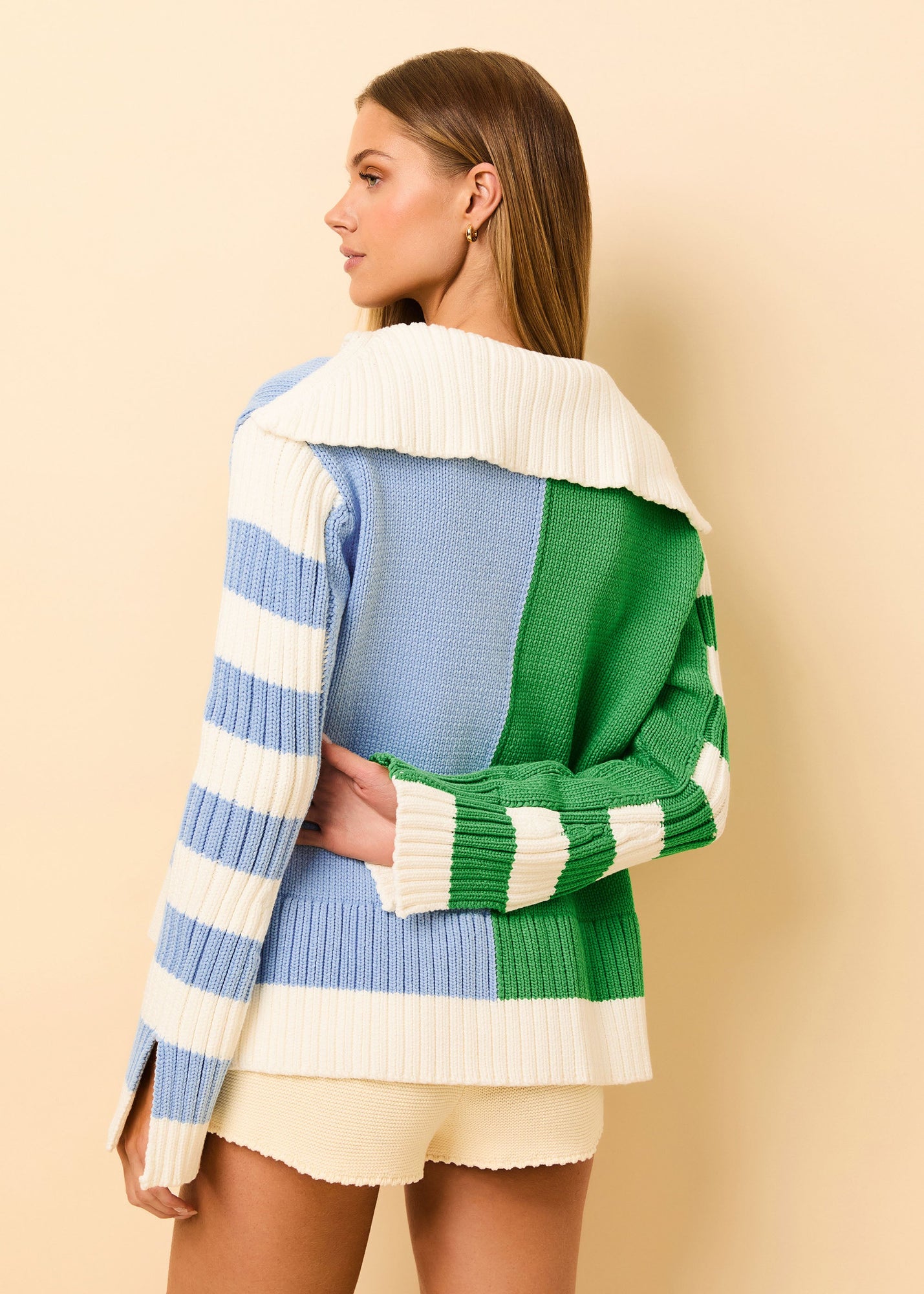 Jack Sweater Colorblock | Turtle Green / Blue Lagoon