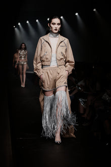 Crystal Trim Track Jacket | Camel