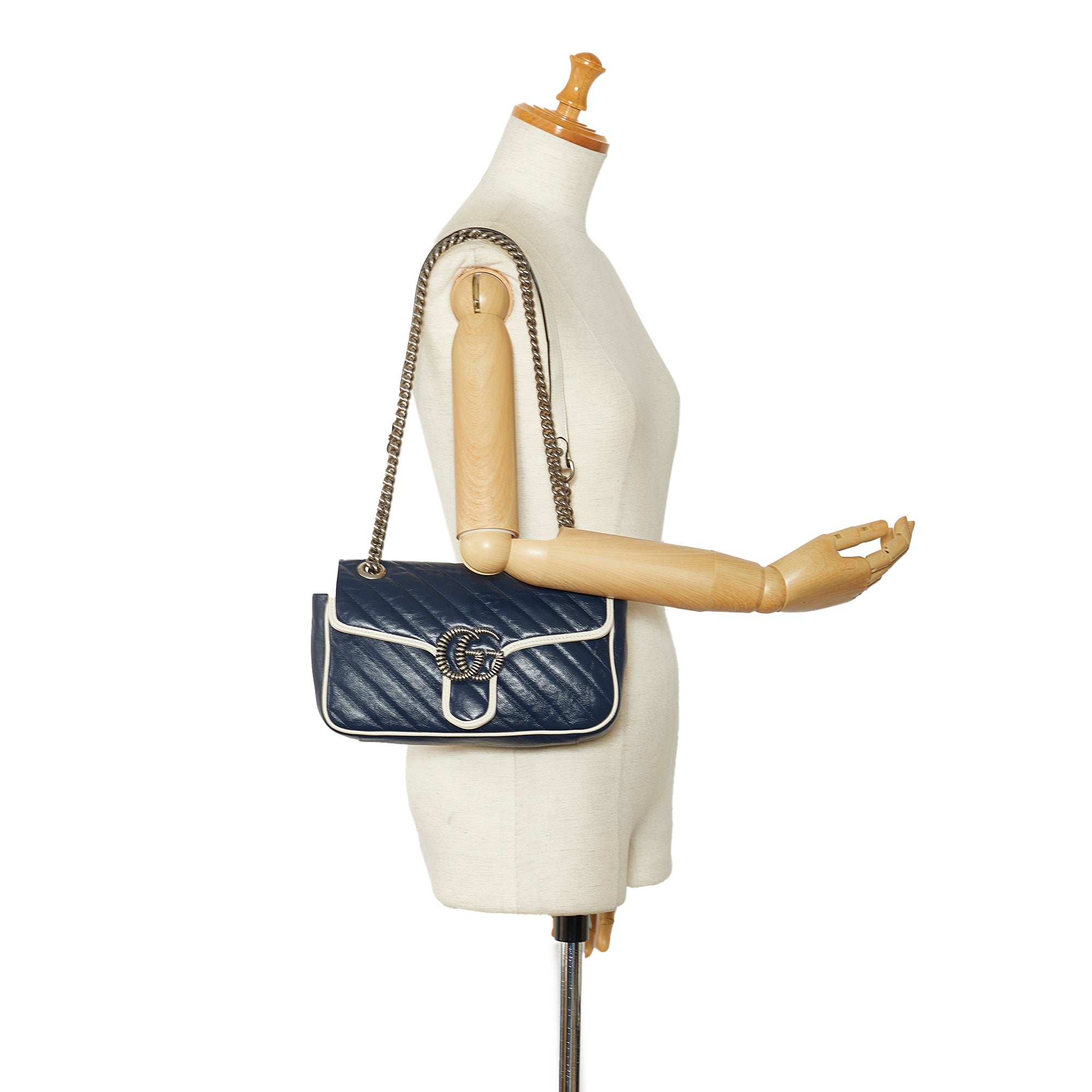 Gucci Pre-Owned Small GG Marmont Matelasse Crossbody Bag | Women | Blue x Navy