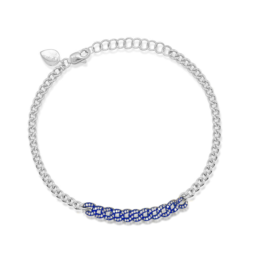 14kt White Gold Galactic Blue Cuban Link Bracelet | White Gold