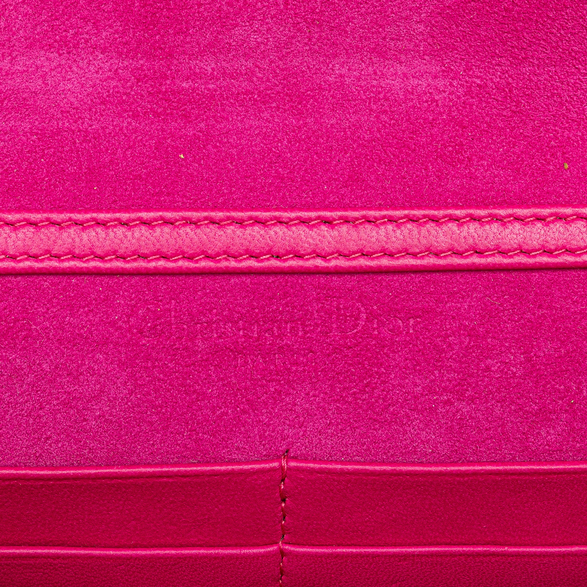 Dior | Pre-Owned Lambskin Cannage DiorAddict Wallet on Chain | Pink/Hot Pink