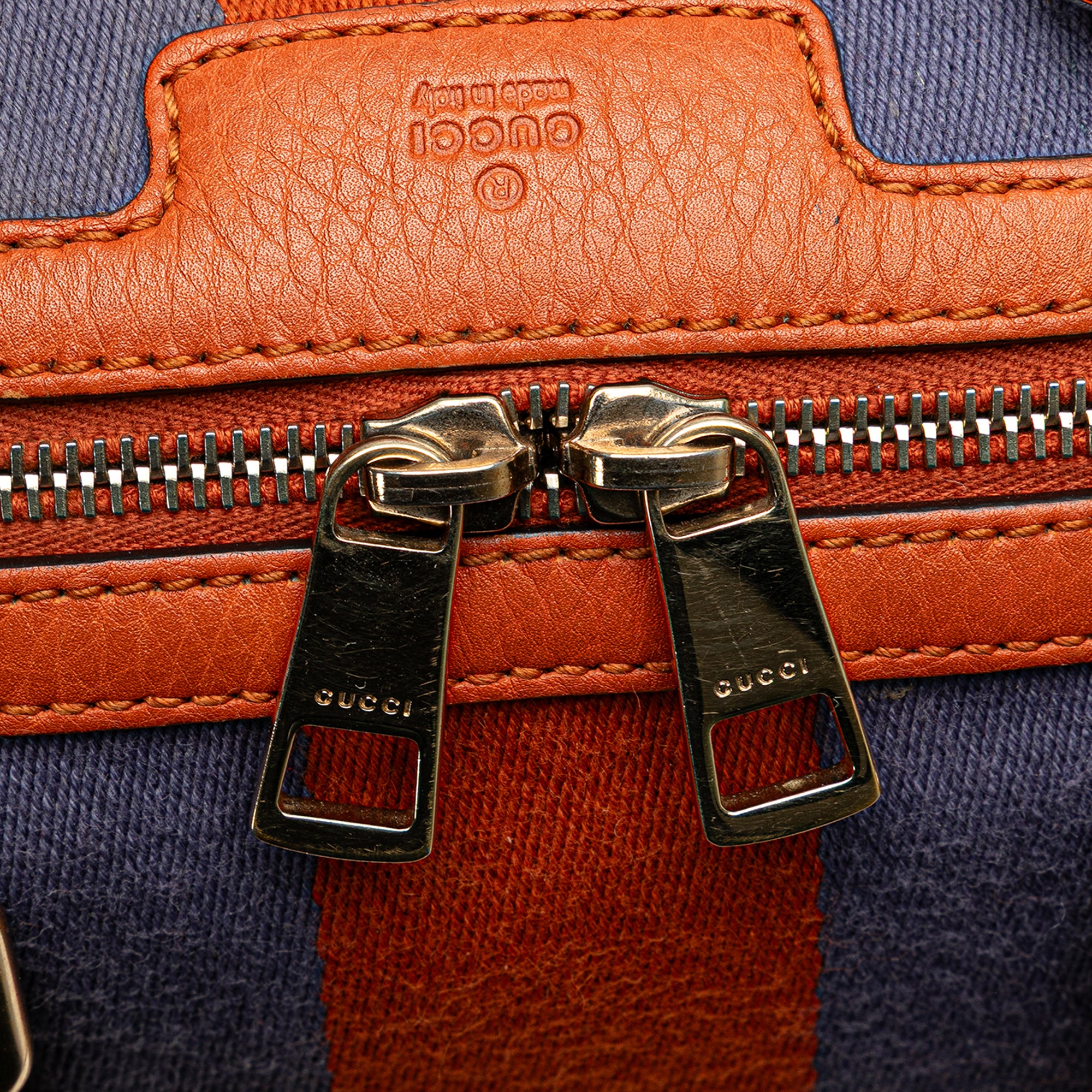 Gucci | Pre-Owned Small Leather Web Joy Boston Bag | Orange