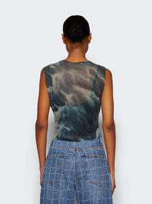 Women | alexanderwang | Crystal Hotfix Organza Jersey Tank Top Cloud-print | Black