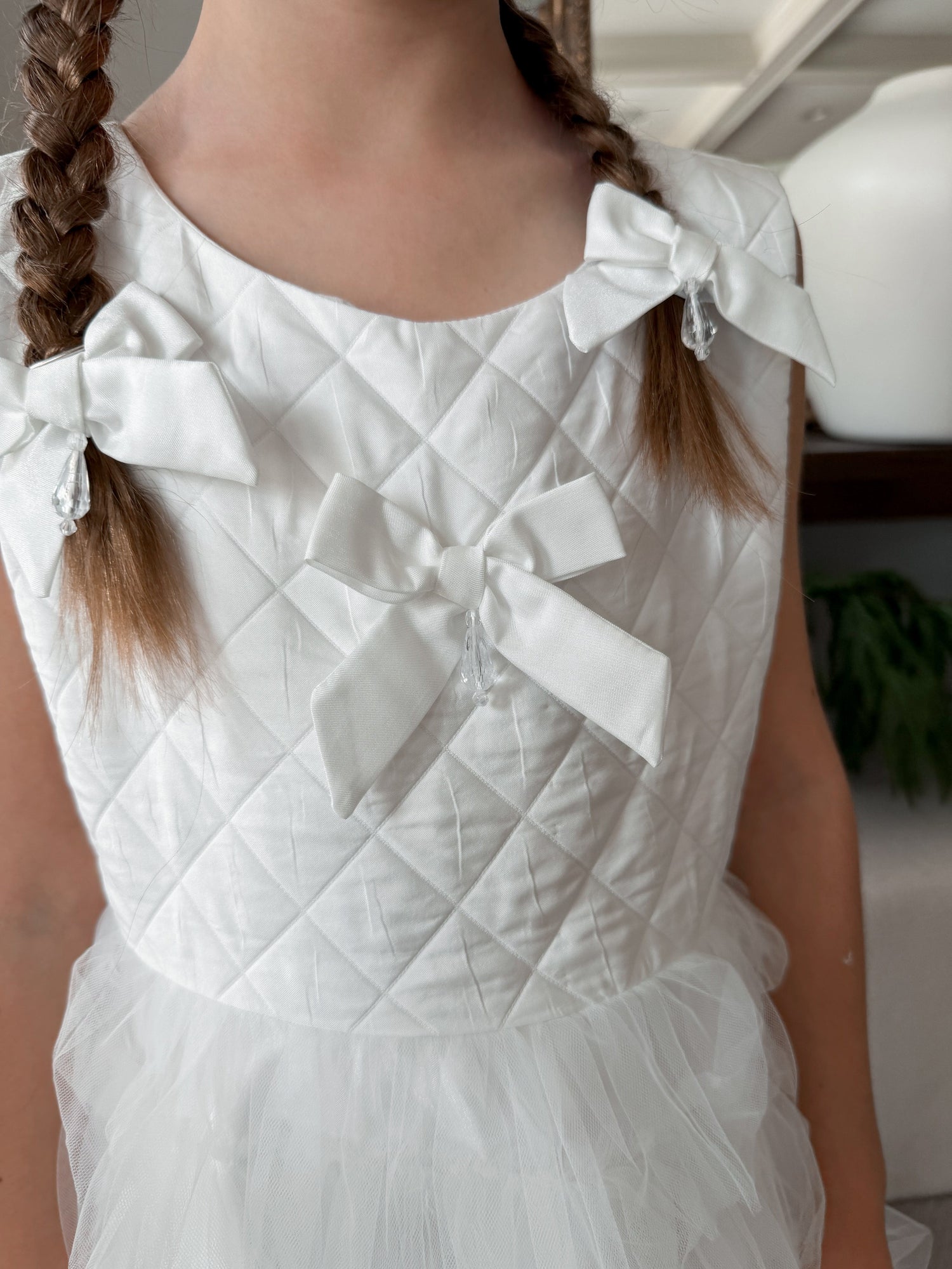 Girl | Poppy Quilted Hair Bow Clips | White