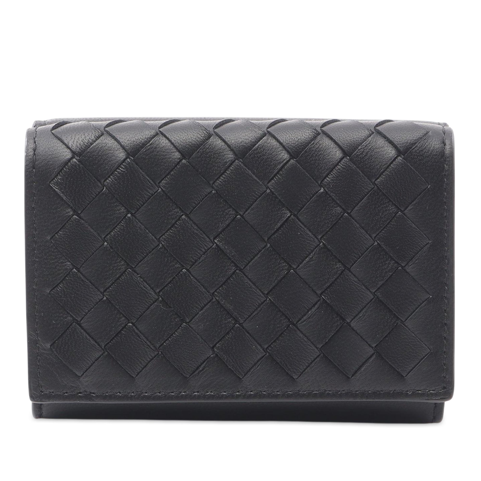 Bottega Veneta | Pre-Owned Nappa Intrecciato Trifold Wallet | Black