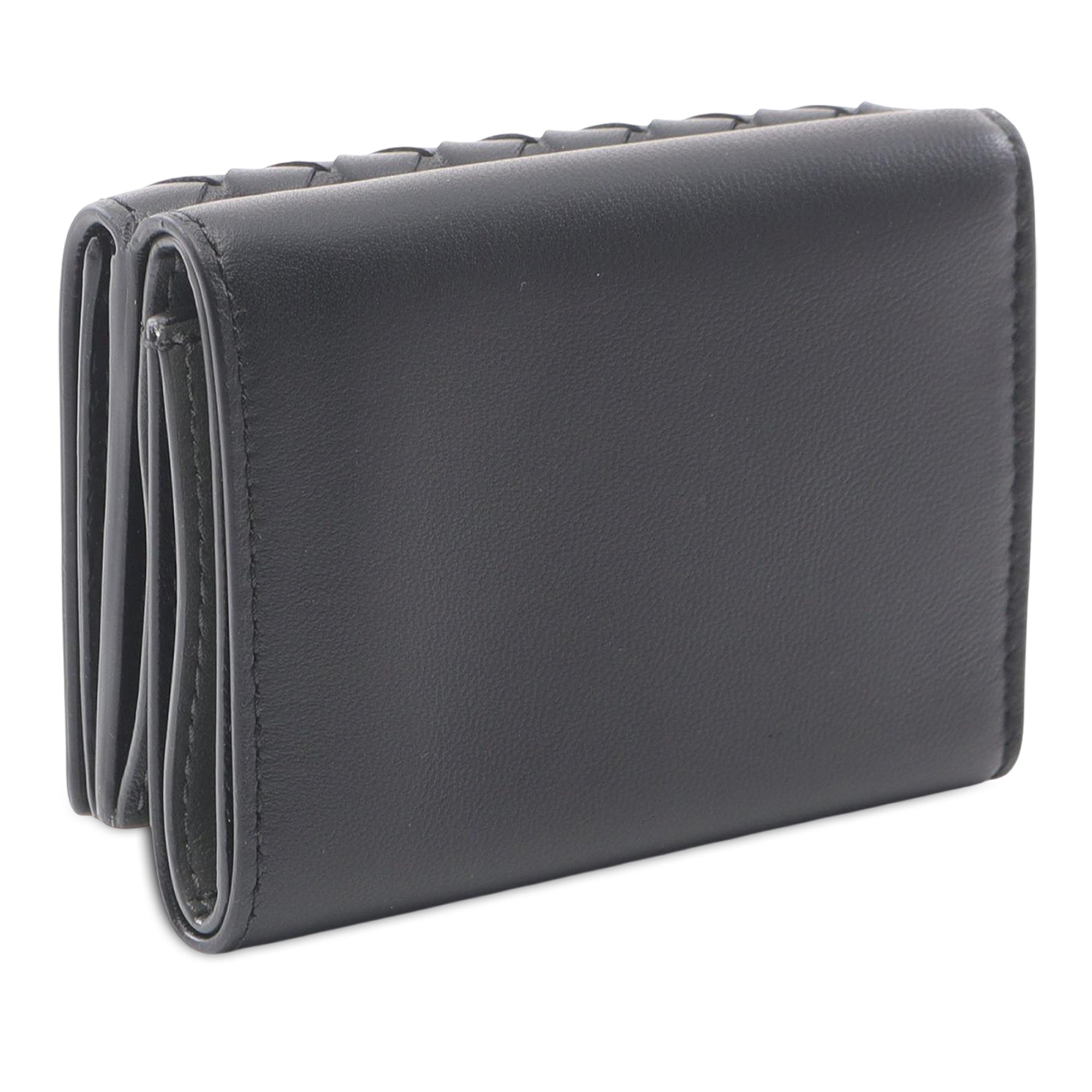 Bottega Veneta | Pre-Owned Nappa Intrecciato Trifold Wallet | Black