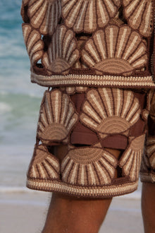 Seashell Crochet Knit Short | Beige