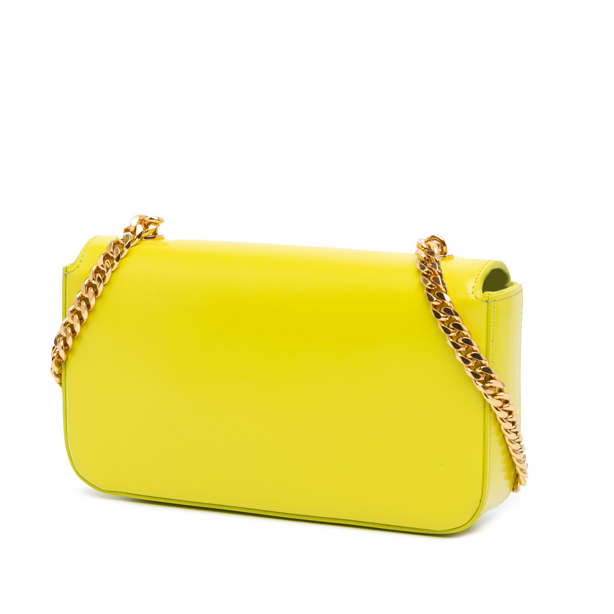 Celine | Pre-Owned Calfskin Cuir Triomphe Chain Shoulder Bag - II | Yellow/Neon Yellow