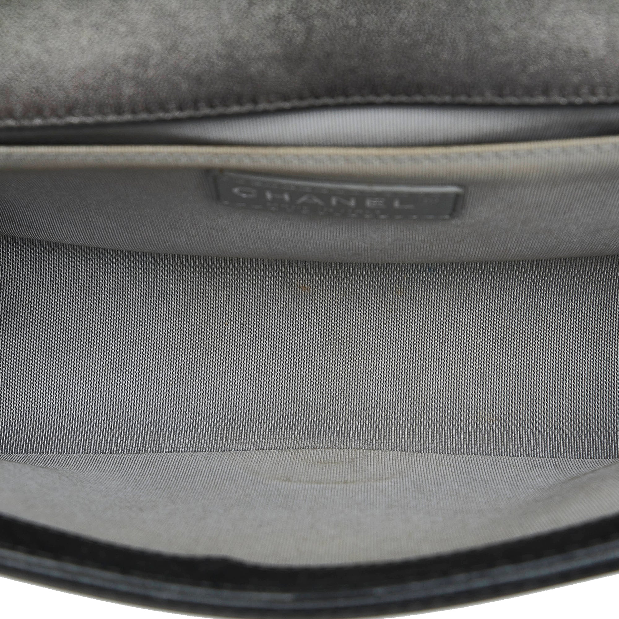 Chanel | Pre-Owned Old Medium Quilted Perforated Metallic Lambskin Boy Flap | Gray