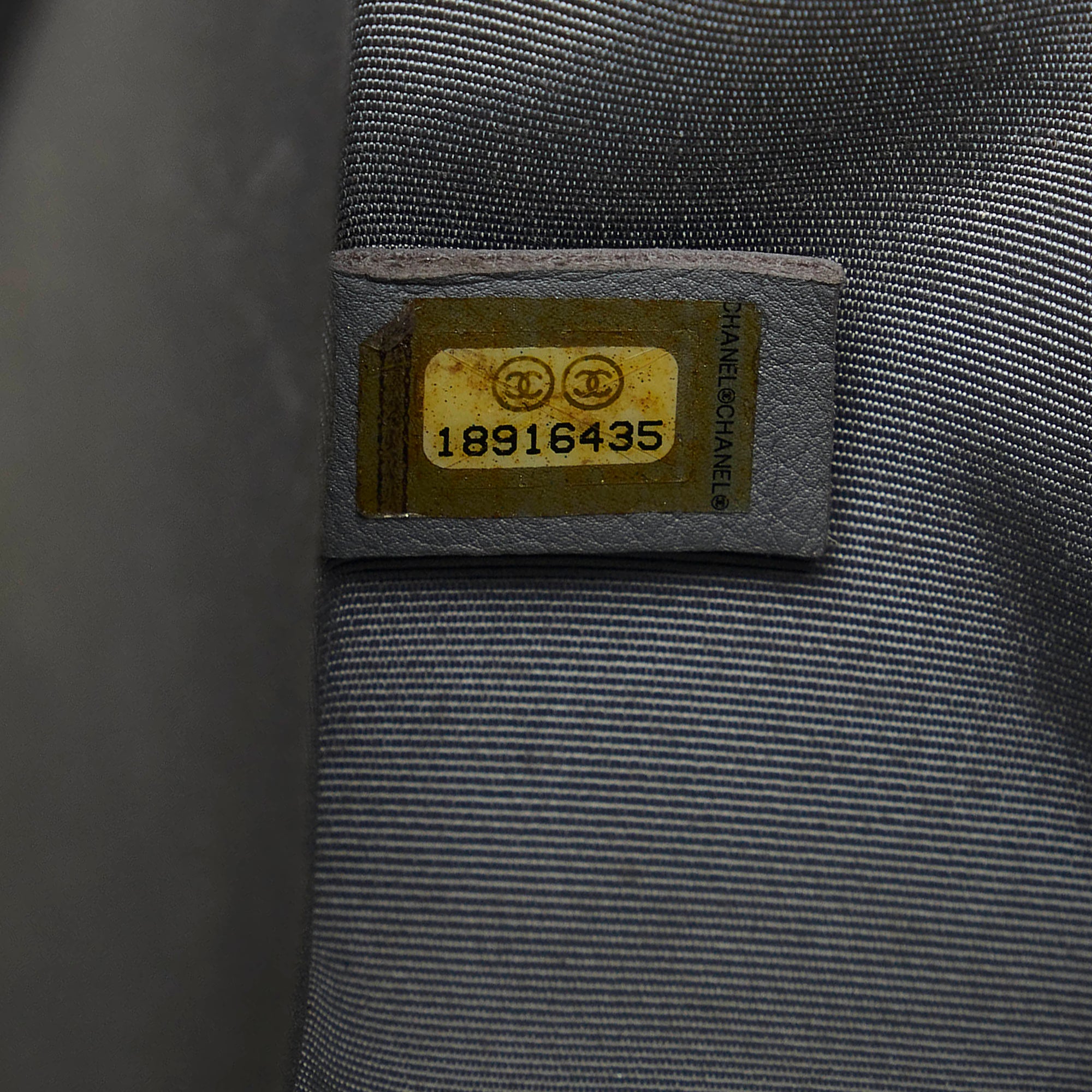 Chanel | Pre-Owned Old Medium Quilted Perforated Metallic Lambskin Boy Flap | Gray