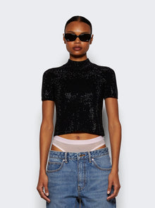 Women | alexanderwang | Hotfix Crystal Mock Neck Tee | Black