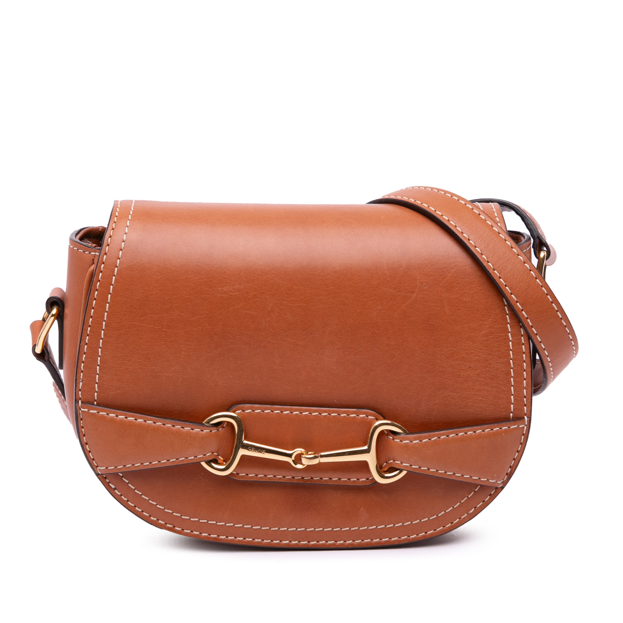 Celine | Pre-Owned Small Leather Crecy Flap Crossbody | Brown