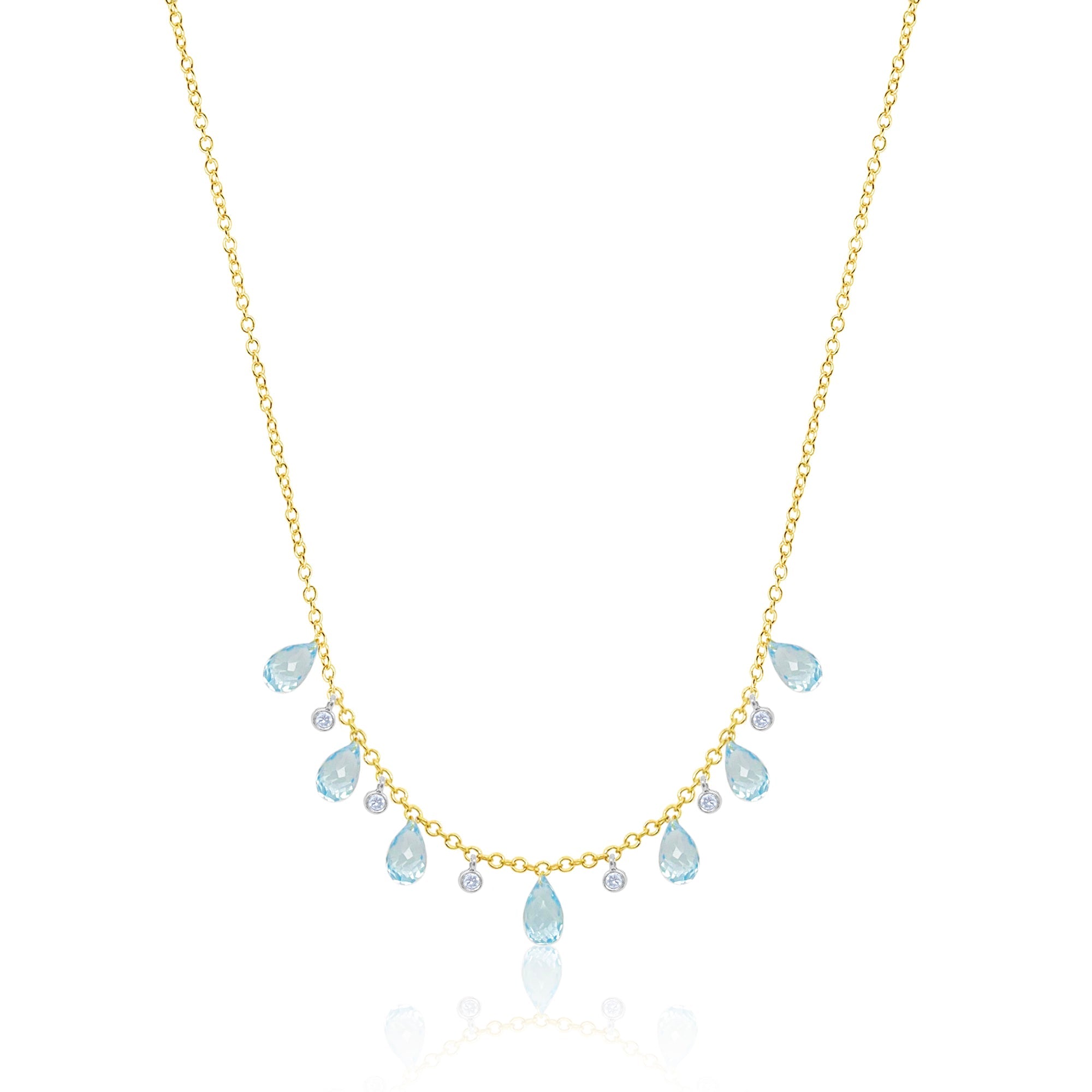 Blue Topaz Drop Necklace | Yellow Gold