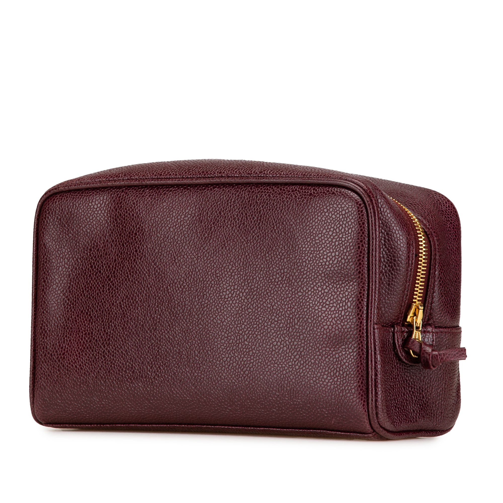 Chanel | Pre-Owned CC Caviar Pouch | Red/Burgundy