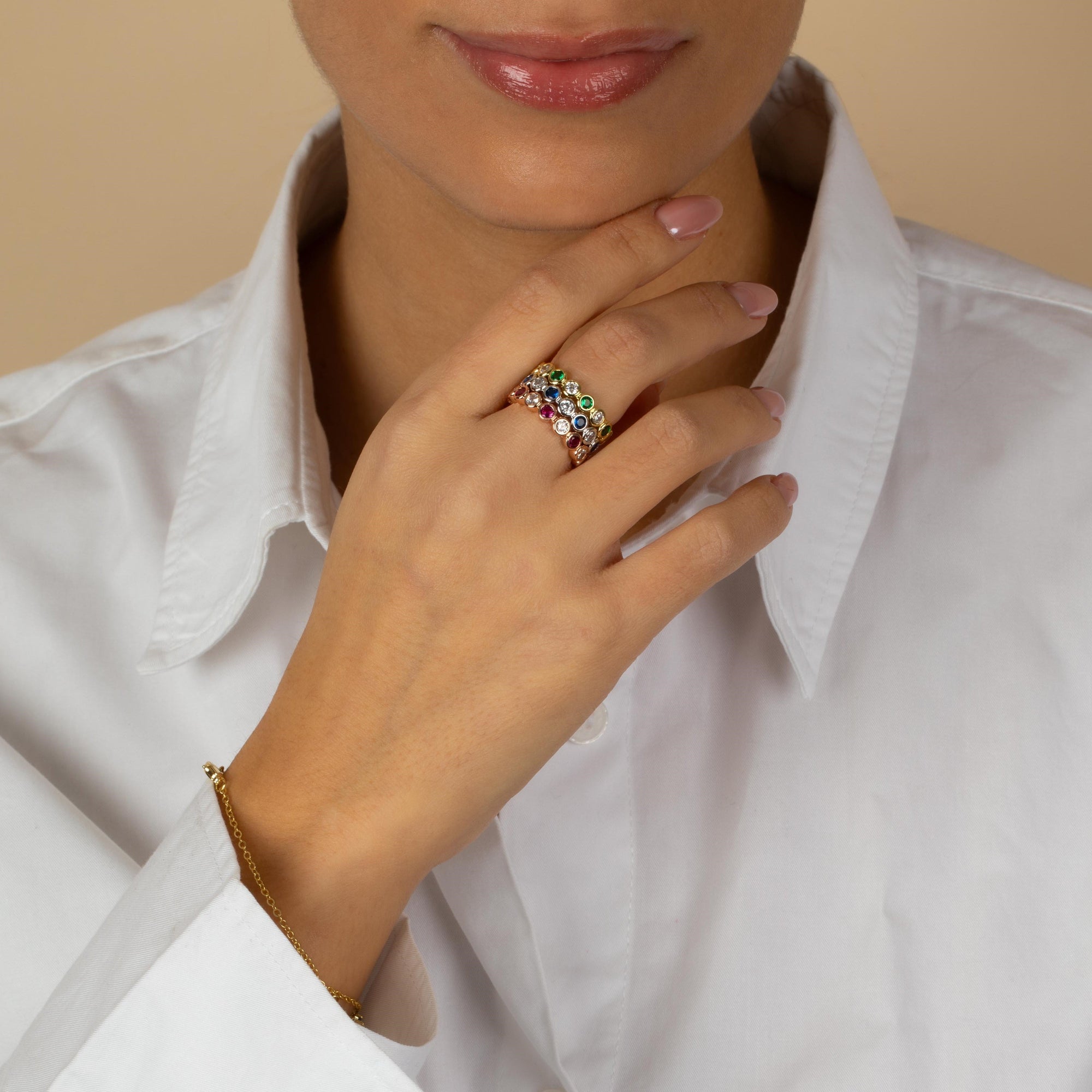 Colored CZ Bezel Eternity Band - Adina's Jewels