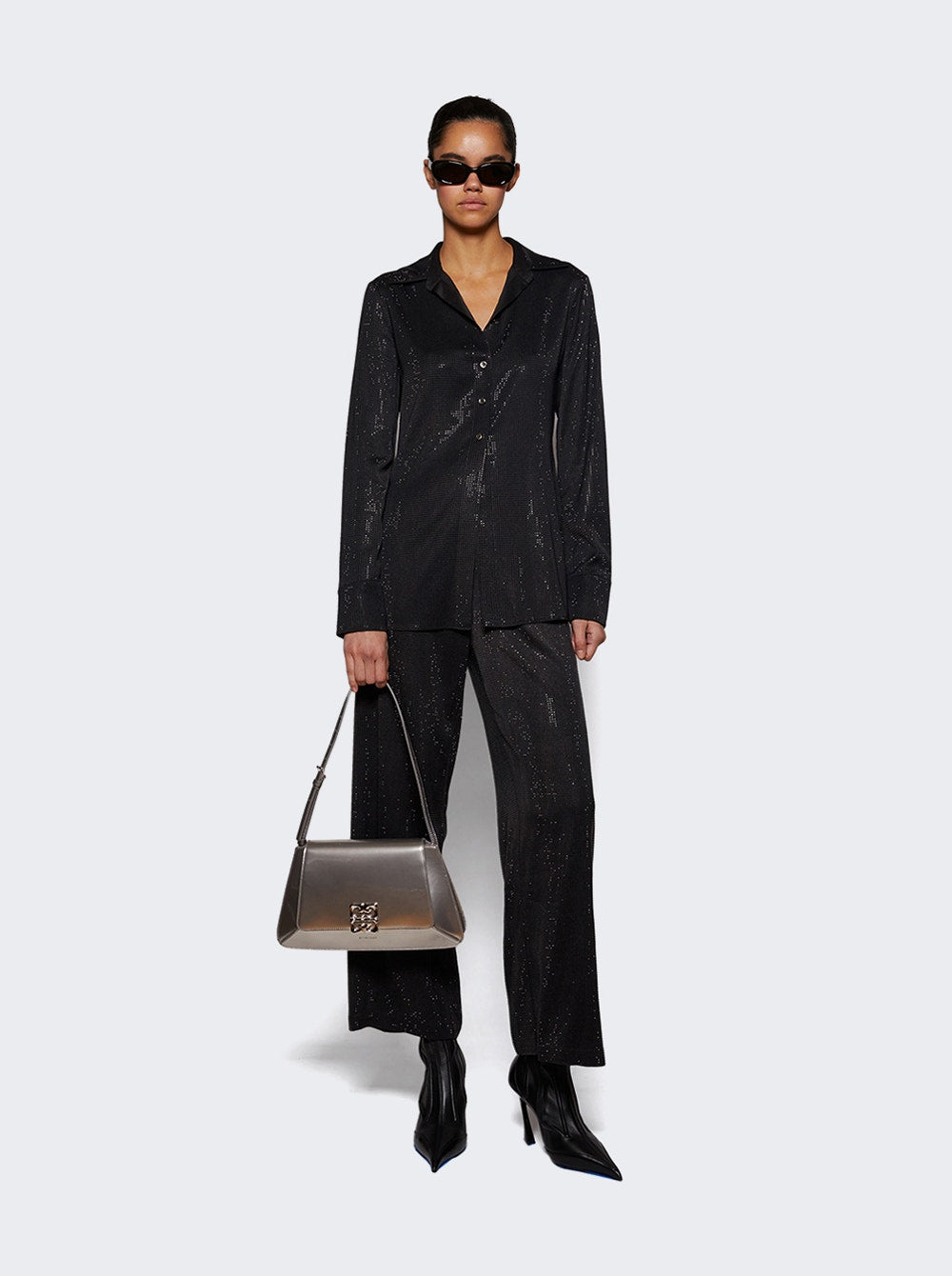 alexanderwang | Crystal Hotfix Slim Shirt Washed Charcoal