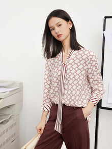 Silk Print Blouse | Beige