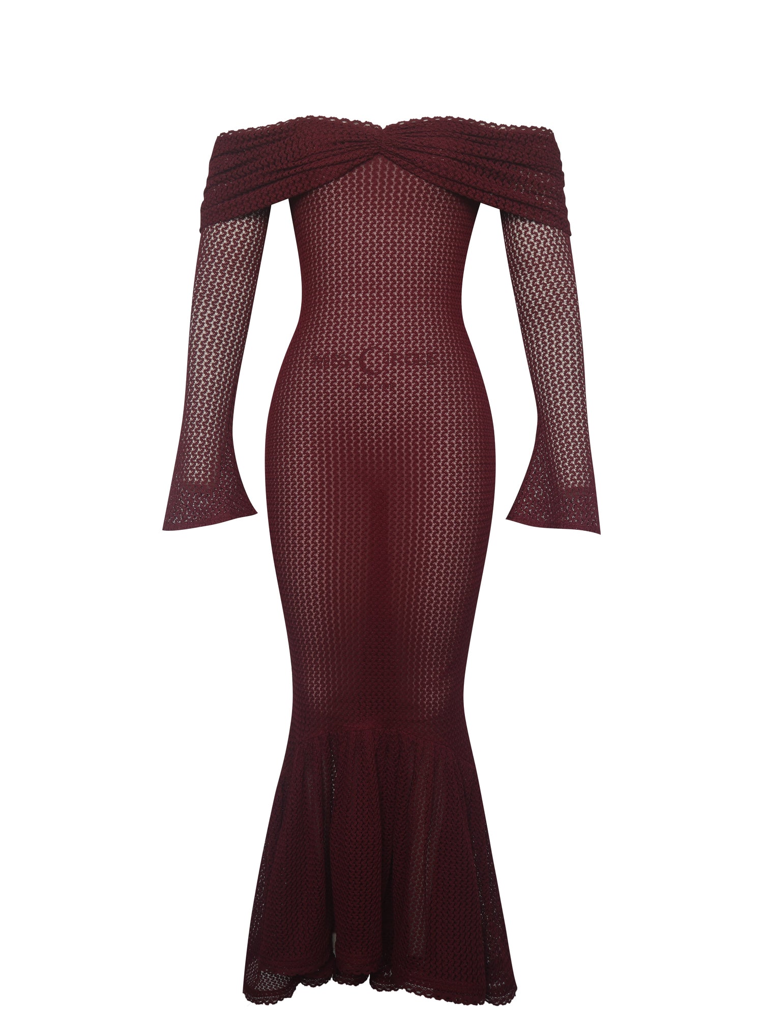 Miss Circle | Kaedyn Off Shoulder Long Sleeve Crochet Mermaid Maxi Dress