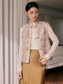 New Chinese Style Vest Jacket | Khaki