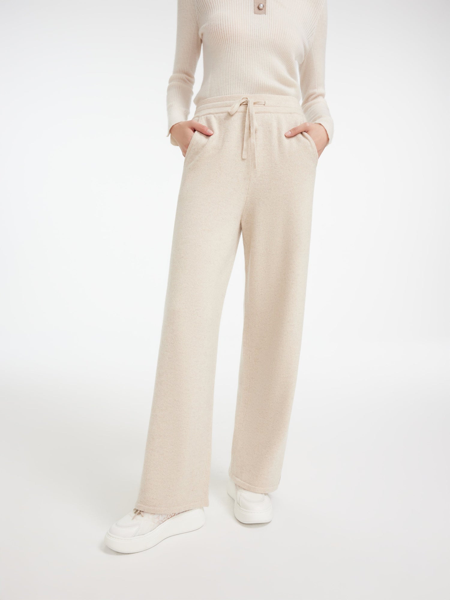 Non-Dyeing Cashmere Knit Pants | Beige