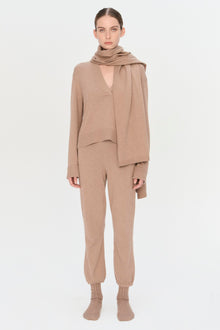 Womens | Cashmere Ribbed Socks | Heather Teak