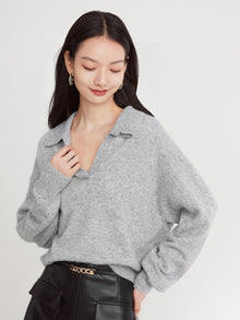 Polo Neck Pullover | Grey