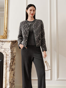 Round Neck Boxy Quilted Cotton Coat | Grey