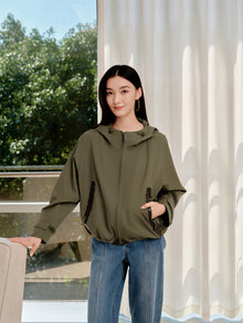 Short Hooded Trench Coat | Green