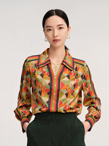 Animal & Geometric Printed Blouse | Green