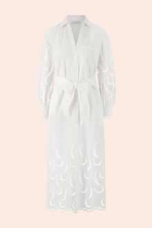 Wave Eyelet Shirt Dress | Ivory