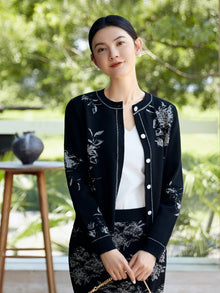 Merino Wool Knit Cardigan | Black