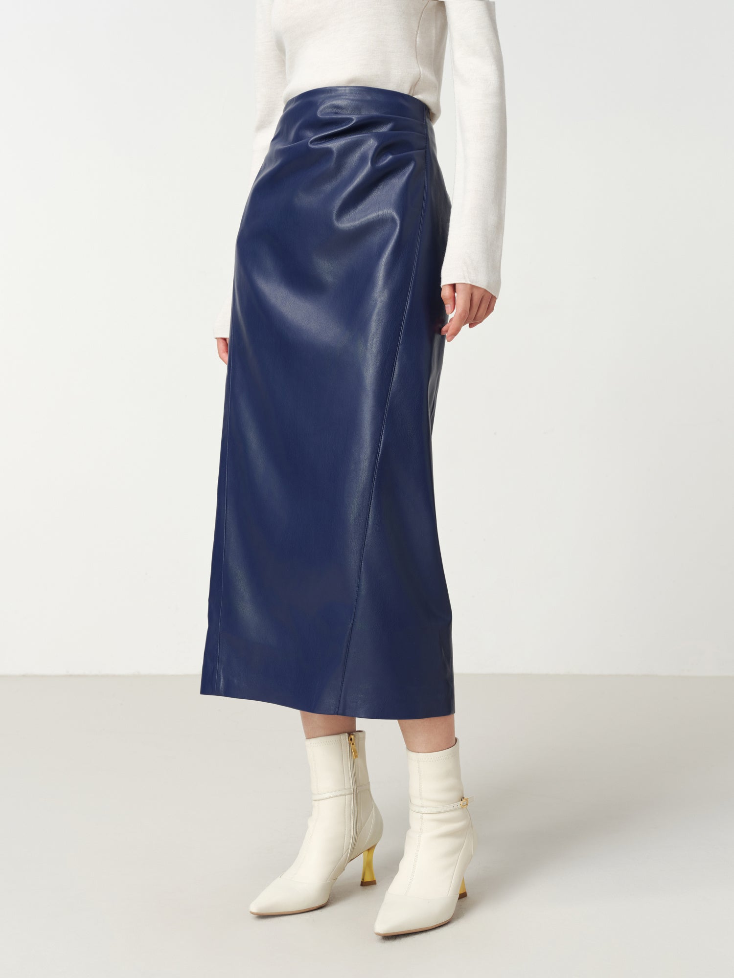 Leather Skirt | Blue