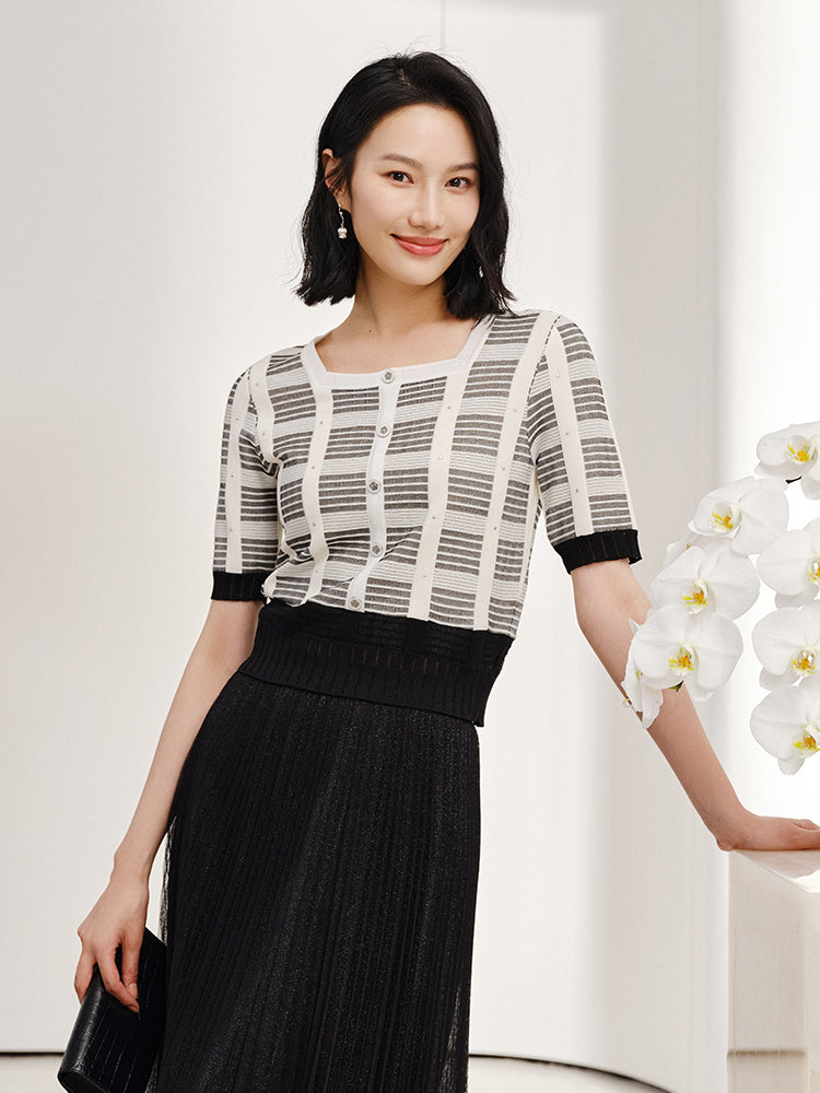 mulberry silk knit sweater | White